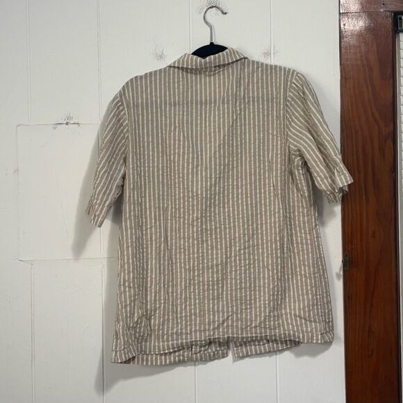 Dazy Seersucker Striped Beige Short Sleeve Blazer Size Medium - Picture 4 of 4